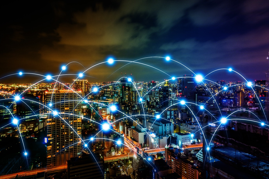 Smart city with interconnecting network lines